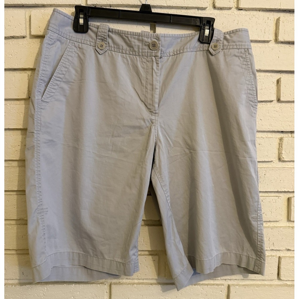 Talbots Shorts Gray Cotton Blend Chino 10.5" Inseam Women's Size 12